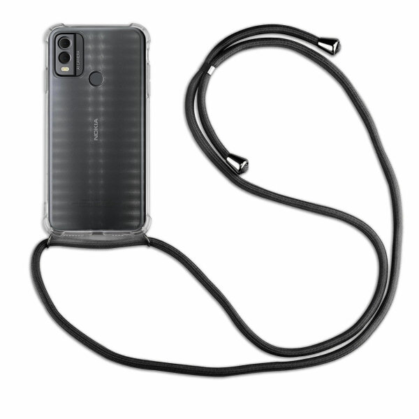 Handykette für Nokia C22 Handyhülle mit Band Umhängehülle mit Band Hülle Cover  Schwarz