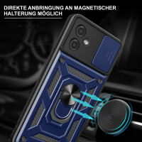 Outdoor Panzer Hülle Motorola Moto G14 Handyhülle mit Kameraschutz Ringhalter Blau