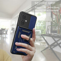 Outdoor Panzer Hülle Motorola Moto G14 Handyhülle mit Kameraschutz Ringhalter Blau