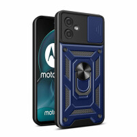 Outdoor Panzer Hülle Motorola Moto G14 Handyhülle mit Kameraschutz Ringhalter Blau