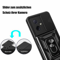 Outdoor Panzer Hülle Motorola Moto G54 Handyhülle mit Kameraschutz Ringhalter Schwarz