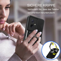 Outdoor Panzer Hülle Motorola Moto G54 Handyhülle mit Kameraschutz Ringhalter Schwarz
