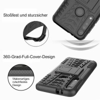 Handy Tasche Lenovo Motorola Panzer Hülle Hybrid Case Cover Schutzhülle Bumper Motorola Moto G8 Play Schwarz
