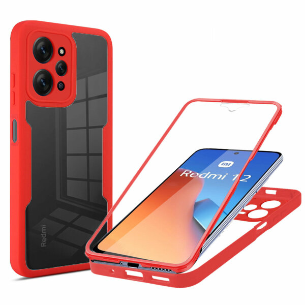 360° Grad Hülle Xiaomi Redmi 12 4G Rundum vollschutz Integriertem Displayschutz Rot