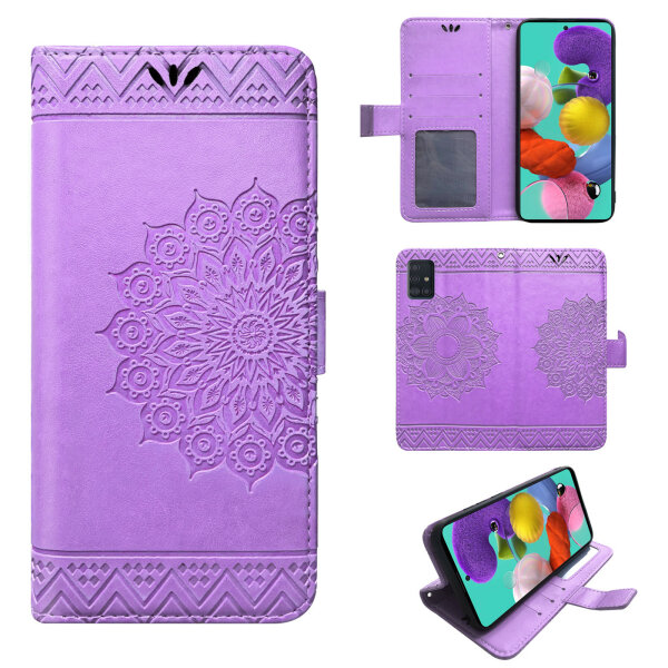 Handy Tasche für Samsung Galaxy A51 SM-A515 Hülle Case Buchhülle Klapphülle TPU Mandala Lila