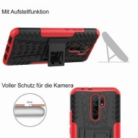 Schutz Hülle Xiaomi Handy Tasche Case Cover Silikon Schale Outdoor Handyhülle BF Xiaomi Redmi 9 Rot