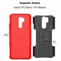 Schutz Hülle Xiaomi Handy Tasche Case Cover Silikon Schale Outdoor Handyhülle BF Xiaomi Redmi 9 Rot