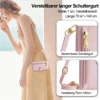 Handykette Xiaomi Hülle mit Band Handyhülle Kartenfächer PU Leder Umhängetasche Redmi Note 13 5G Rosa