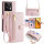Handykette Xiaomi Hülle mit Band Handyhülle Kartenfächer PU Leder Umhängetasche Redmi Note 13 5G Rosa