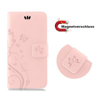 Huawei Handy Tasche Handyhülle Schutz Hülle Blumen Flip Cover Buch Case Etui Huawei P40 Pro Rosegold