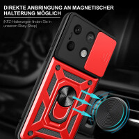Outdoor Panzer Hülle Xiaomi Redmi Note 13 5G Handyhülle Kameraschutz Ringhalter  Rot