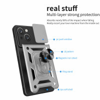 Panzer Hülle iPhone 15 /Pro /Pro Max/Plus Handyhülle mit Kameraschutz Ringhalter Silber iPhone 15
