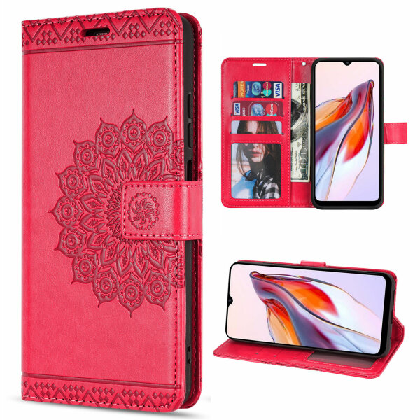 Hülle für Xiaomi Redmi 12C Handyhülle Handy Tasche Klapphülle Wallet Case Etui Rot