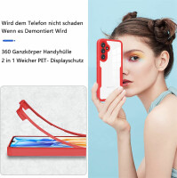 360° Grad Hülle für Samsung Galaxy A54 5G vollschutz Integriertem Displayschutz Rot