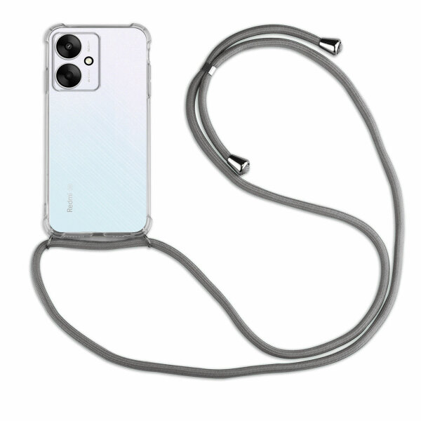 Handykette Xiaomi Redmi 13C / Poco C65 Handyhülle mit Band Hülle mit Kordel Grau