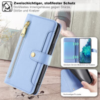 Handykette Samsung Hülle mit Band Handyhülle Kartenfächer PU Leder Umhängetasche Galaxy S20 FE Hellblau