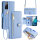Handykette Samsung Hülle mit Band Handyhülle Kartenfächer PU Leder Umhängetasche Galaxy S20 FE Hellblau