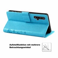 Huawei Handy Tasche Handyhülle Schutz Hülle Blumen Flip Cover Buch Case Etui Huawei Nova 5T Blau