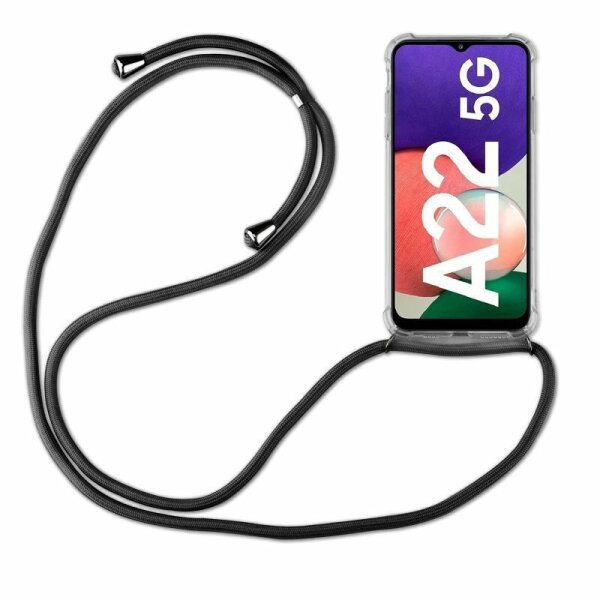 Handykette für Samsung Handyhülle mit Band Schutz Hülle Handy Tasche mit Schnur Samsung Galaxy A22 5G Rainbow