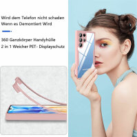 360°Grad Hülle für Samsung Galaxy S22 Ultra mit Integriertem Displayschutz Rosa