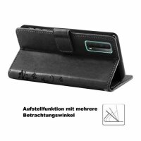Huawei Hülle Handy Tasche Handyhülle Wallet Case Schutzhülle Blumen Mappe Etui  Huawei P-Smart 2021 Schwarz