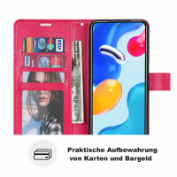 Hülle für Xiaomi Redmi Note 11 / 11S, Schutzhülle Klapphülle Handy Tasche Etui Rot