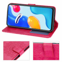 Hülle für Xiaomi Redmi Note 11 / 11S, Schutzhülle Klapphülle Handy Tasche Etui Rot