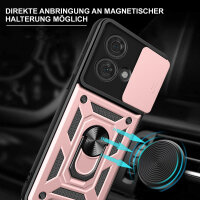Outdoor Panzer Hülle Motorola Edge 40 Neo Handyhülle mit Kameraschutz Ringhalter Rosegold