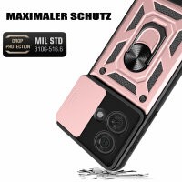 Outdoor Panzer Hülle Motorola Edge 40 Neo Handyhülle mit Kameraschutz Ringhalter Rosegold