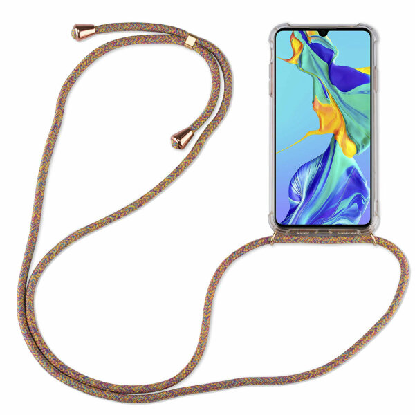 Handy Hülle mit Band Schutzhülle Handykette Seil Silikon Handy Tasche mit Schnur Huawei P40 Rainbow