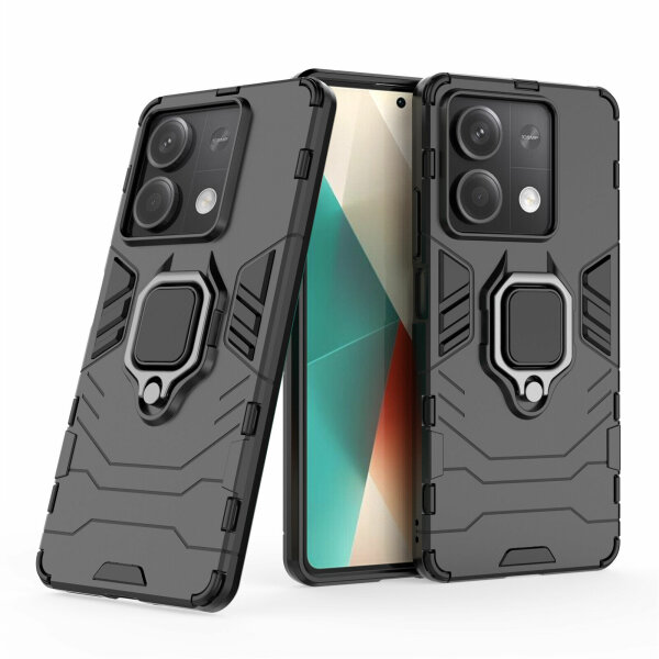Hülle Xiaomi Redmi Note 13 5G Handyhülle Drehbar Ringhalter Magnet Bumper Case Schwarz