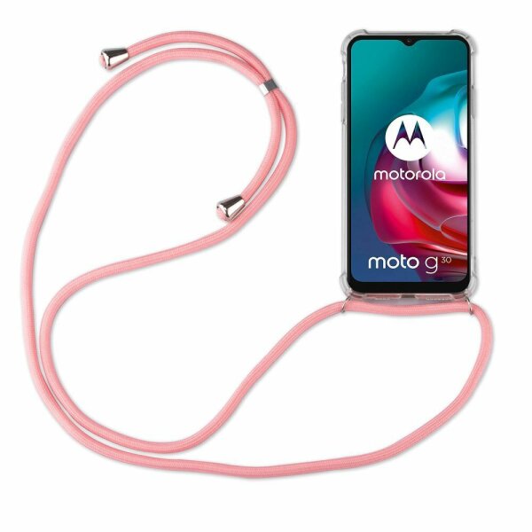 Handy Hülle mit Band Schutzhülle Handykette Seil Silikon Handy Tasche mit Schnur Motorola Moto E6S Rosa