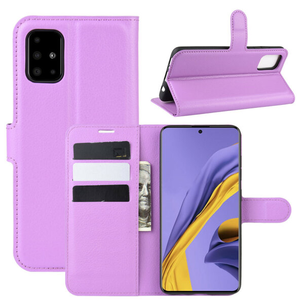 Handy Tasche für Samsung Galaxy A51 SM-A515 Hülle Case Buchhülle Klapphülle TPU PU-Leder Lila