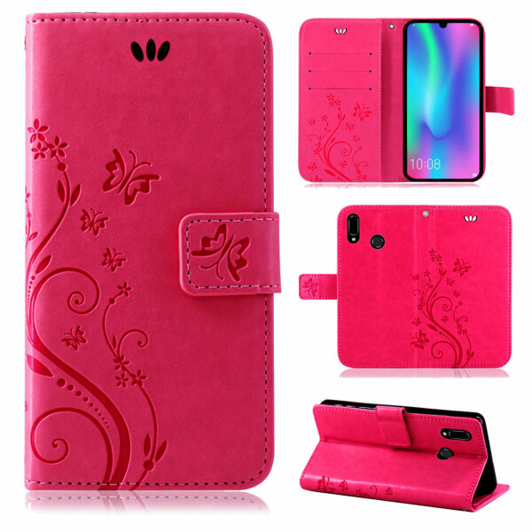 Huawei P-Smart 2019 Handy Tasche Handyhülle Wallet Schutz Hülle Blumen Cover Neu