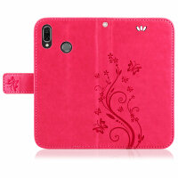 Huawei P-Smart 2019 Handy Tasche Handyhülle Wallet Schutz Hülle Blumen Cover Neu