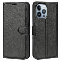 Handyhülle für Apple iPhone 14 Pro - Klapphülle PU-Leder Schwarz