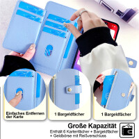 Handykette Samsung Hülle mit Band Handyhülle Kartenfächer PU Leder Umhängetasche Galaxy S23+ Hellblau