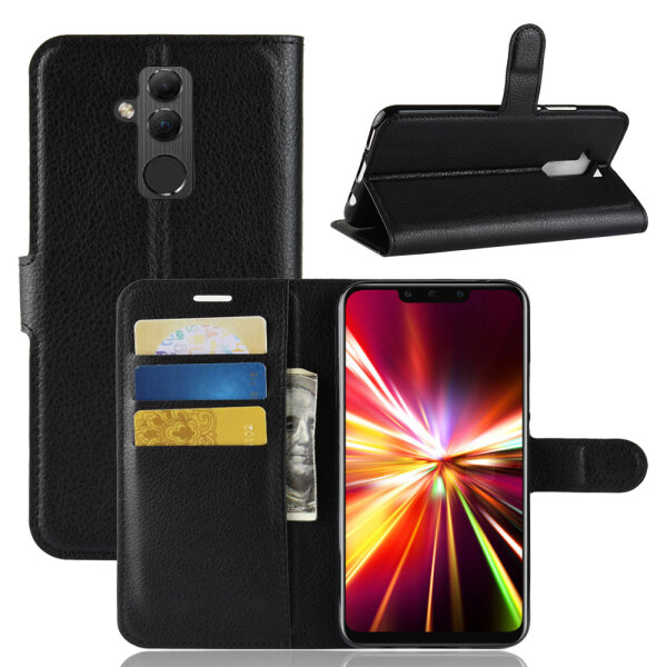 Handy Tasche Huawei Mate 20 Lite Klapptasche Flip Cover Schutz Buch Hülle Etui Schwarz