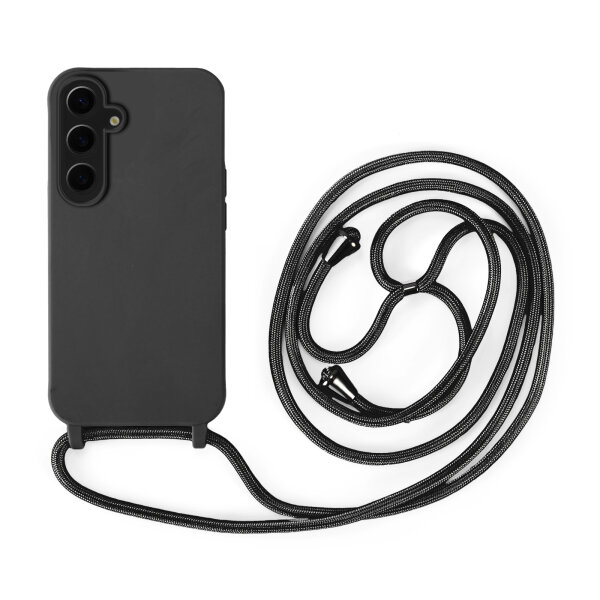 Handykette für Samsung Hanyhülle mit Band Hülle mit Kodel Smartphone Halskette Galaxy S24+ Schwarz