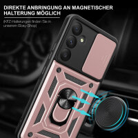Outdoor Panzer Hülle für Samsung Galaxy A55 mit Kameraschutz Ringhalter Bumper  Rosegold