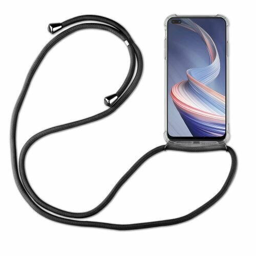 Oppo Hülle mit Band Schutzhülle Handykette Seil Silikon Handy Tasche mit Schnur Oppo Reno4 Z 5G Rosa
