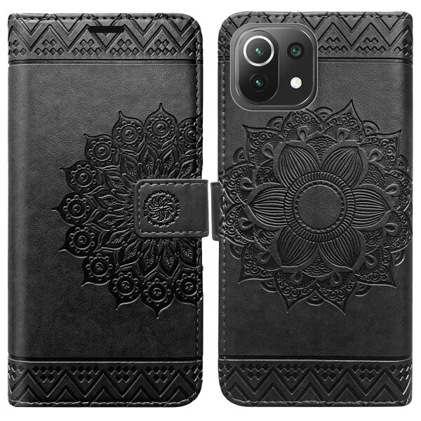 Hülle Xiaomi Mi 11 Lite 4G / 5G / NE, Handy Tasche Flip Case Etui Schale Wallet  Schwarz
