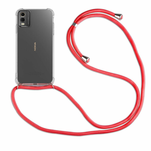 Handykette für Nokia C32 Handyhülle mit Band Umhängehülle mit Band Hülle Cover  Rot