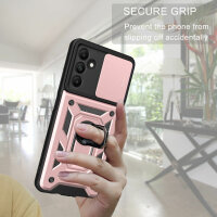 Outdoor Panzer Hülle für Samsung Galaxy A15 mit Kameraschutz Ringhalter Bumper  Rosegold