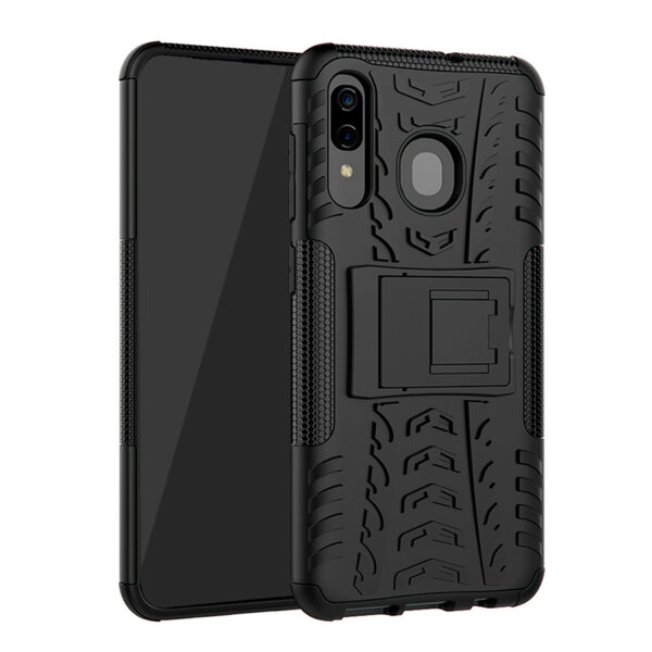 Handy Tasche für Samsung Galaxy Case Panzer Hülle Cover Schutzhülle Etui Bumper Galaxy A20 / A30 / A50 Schwarz