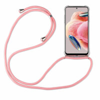 Handykette für Xiaomi Redmi Note 12 4G Handyhülle mit Band Hülle mit Kordel TPU Rosa