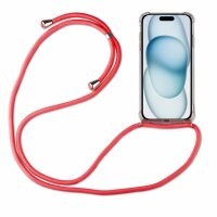 Handykette für Apple iPhone 15 Serie Hülle Handyhülle mit Band Hülle mit Kordel Rot iPhone 15 Plus