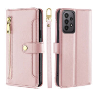 Handykette Samsung Hülle mit Band Handyhülle Kartenfächer PU Leder Umhängetasche Galaxy A23 Rosa