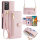 Handykette Samsung Hülle mit Band Handyhülle Kartenfächer PU Leder Umhängetasche Galaxy A23 Rosa