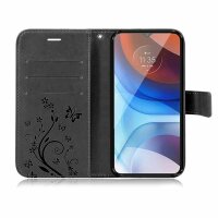 Handyhülle für ZTE Blade A71 – Klapphülle Blume Schwarz